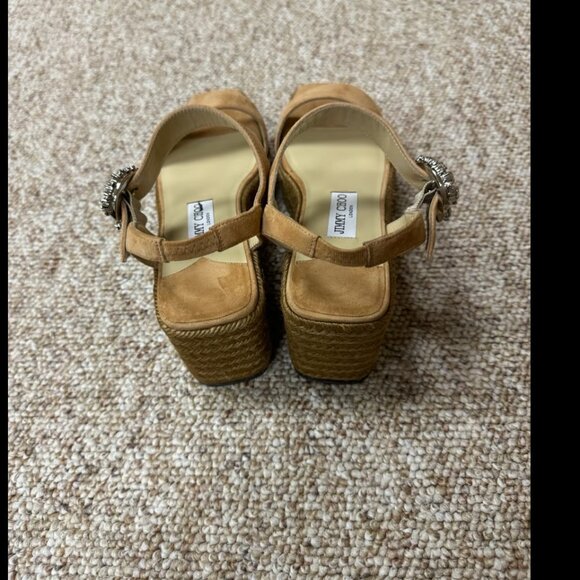 Jimmy Choo Mirabelle 70 Crystal Embellished Suede Espadrille Wedge Sandals 39 - Picture 2 of 10